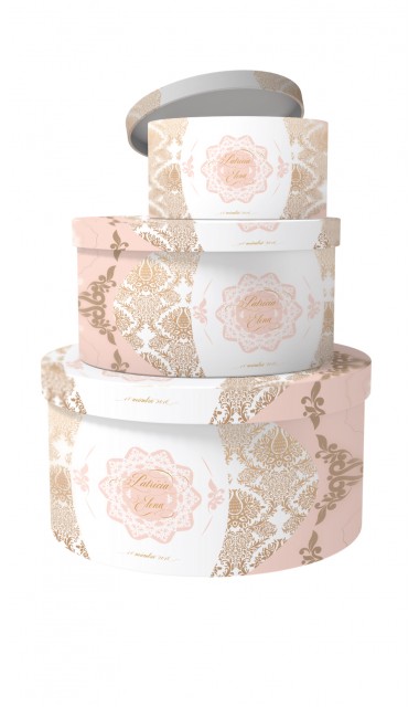 Trusou de botez clasic si elegant in nuante de alb, roz si auriu, Lacy 11